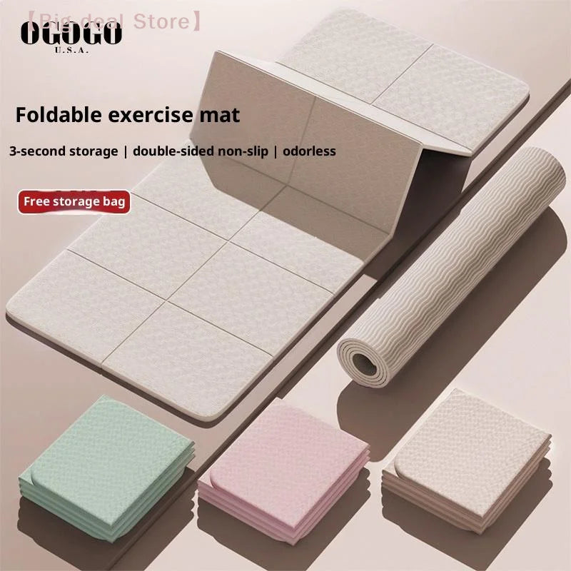 【M】4mm Thick TPE Foldable Yoga Mat 183*61cm Easy Storage For Travel Yoga Pilates Home Exercise Floor Mat