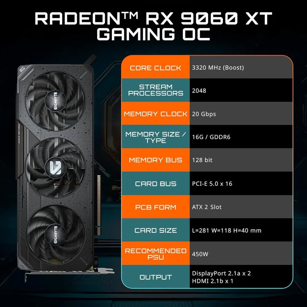 PCIe 5.0 Gaming Graphics Card 16GB GDDR6 VRAM OC Edition Video Card for PC Desktop