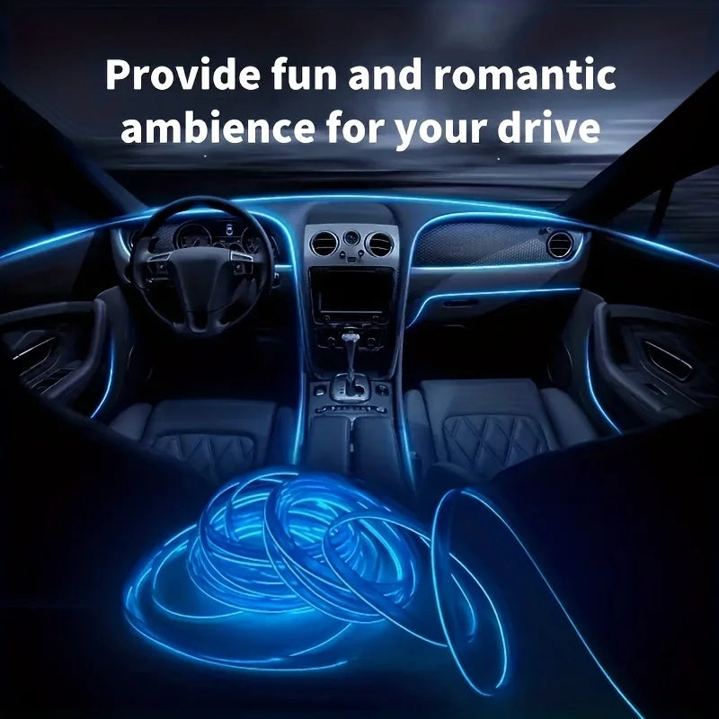 Car Interior Light LED Strip 5M USB Car Decoration Ambient Lamp Car Interior Led Decorative Lamp EL Wiring Neon Strip Universal