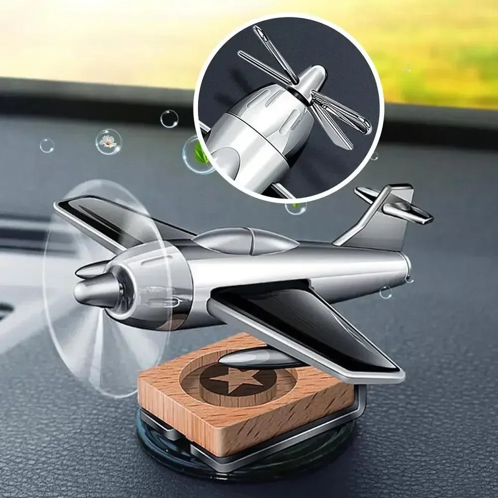 Car Essential Oil Diffuser Solar Airplane Air Freshener Wooden Base Fragrance Aromatherapy Diffuser Ornaments Auto Accessories