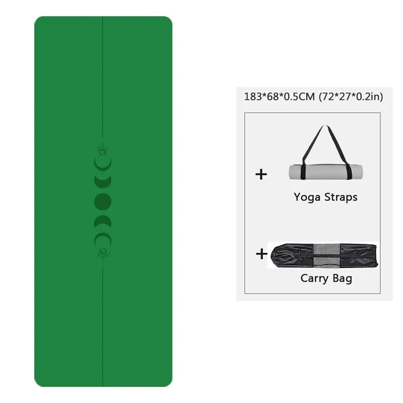 183cm Natural Rubber PU Yoga Mat Thickened, Widened, Shock-absorbing Non-slip, Sweat-absorbent, Sun-moon Fitness Meditation Mat