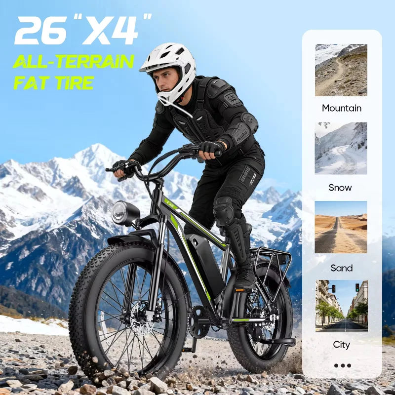 1000W motor 48V18AH battery adult urban mobility E-Bike new F26 snow beach electric bicycle 26-inch wide tire electric bicycle