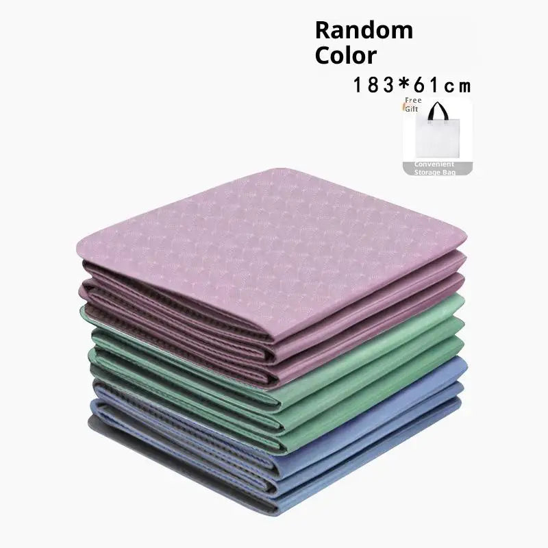 【M】4mm Thick TPE Foldable Yoga Mat 183*61cm Easy Storage For Travel Yoga Pilates Home Exercise Floor Mat