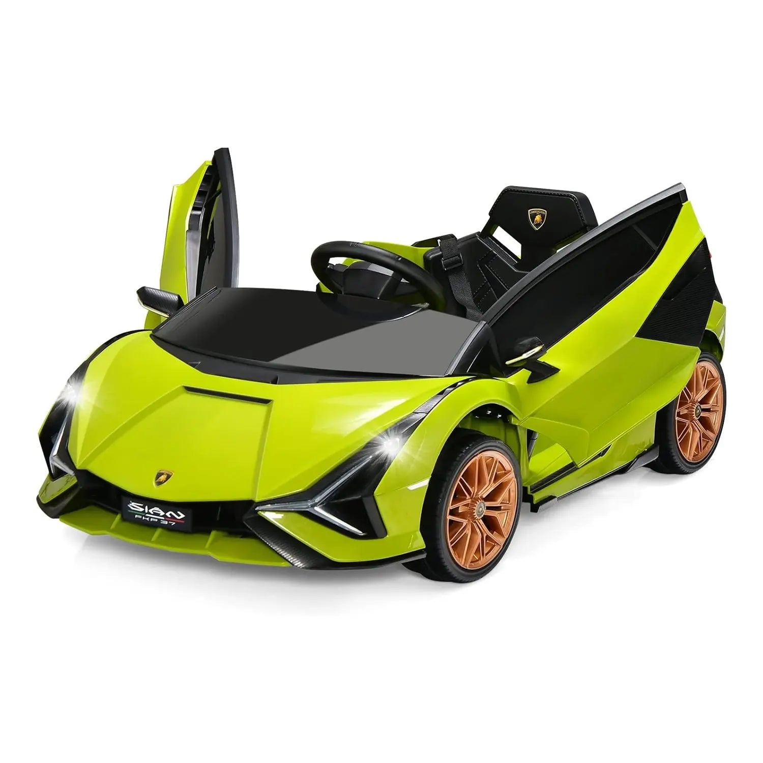 12 V Lamborghini Children's Electric Car, with 2.4 G Remote Control, with Radio, Music and LED Headlights, for Age 3–8 Years