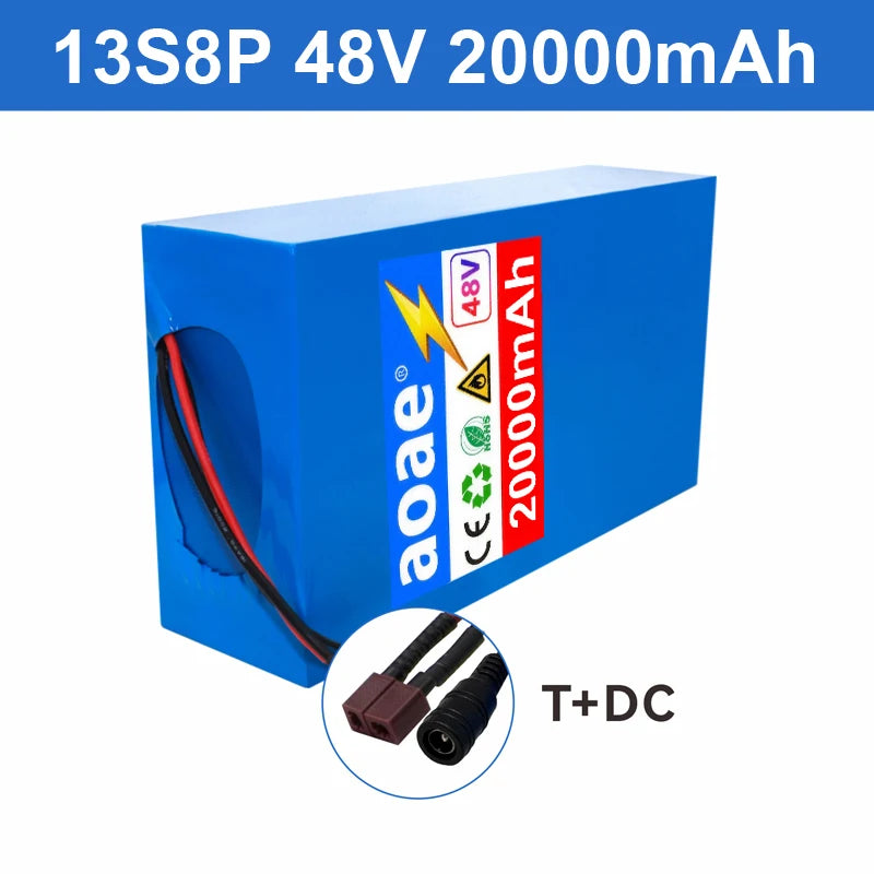 48V Battery Electric Scooter 13S8P 20Ah 18650 Grade-A Cells Battery Pack 2000W Built-in 50A BMS Long Range Safe & Durable