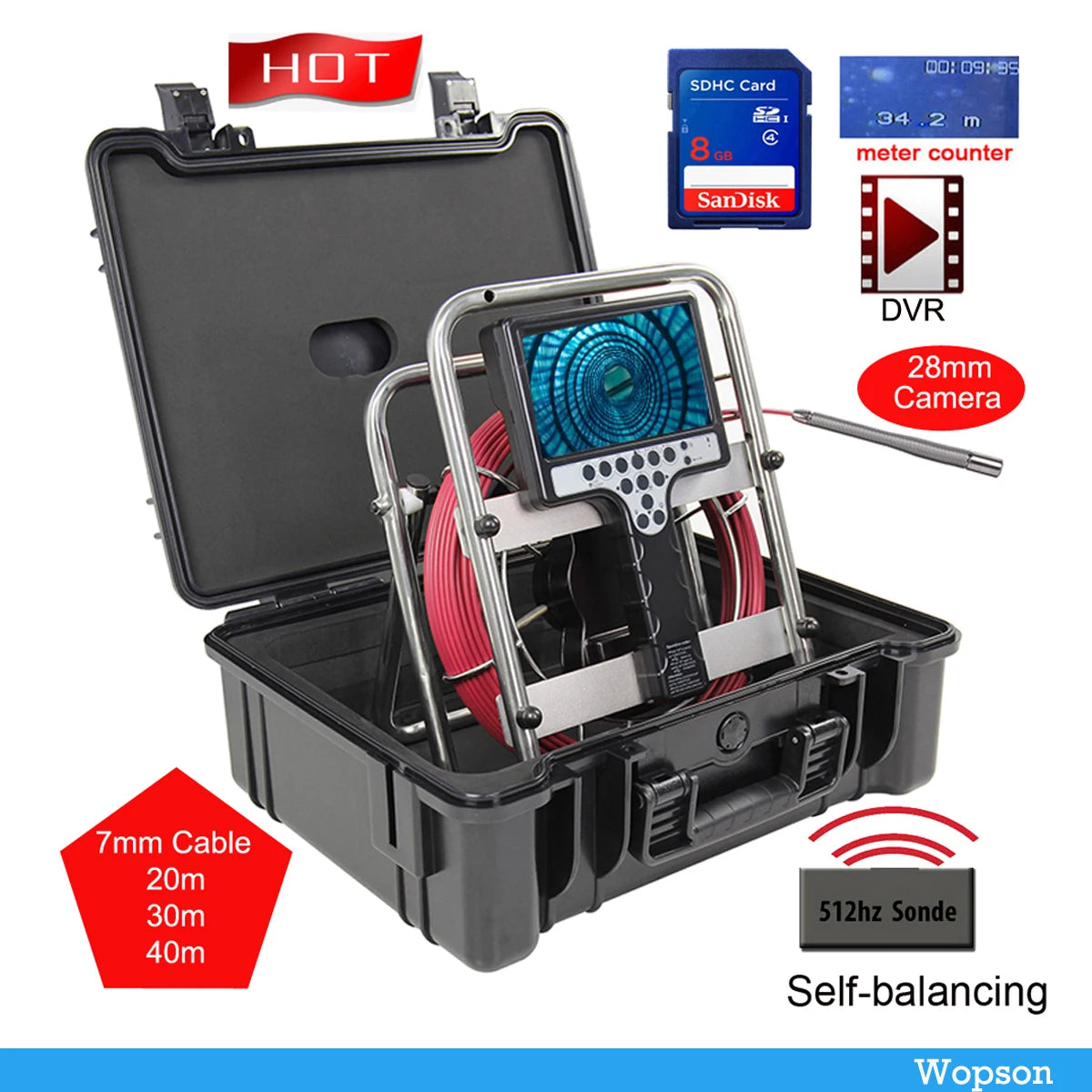 7'Inch LCD Handheld TFT Screen monitor Case for wopson handheld pipe inspection camera replace repair screen