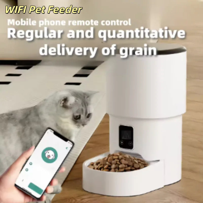 New 4L Automatic Pet Feeder WiFi Enabled Intelligent Cat And Dog Food Dispenser Smart Pet Feeder with Button Control