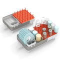 Adjustable Drainer Rack, Expandable Dish Rack with Removable Cutlery Holder & Cup Holder, 360 ° Rotating Outlet