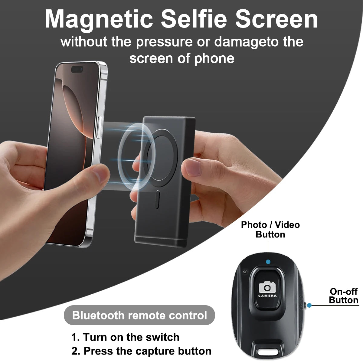Wireless Selfie Monitor Screen,Magnetic 4K Selfie Monitor Screen  With Vlog Live Stream /Selfies ,For iPhone/Android