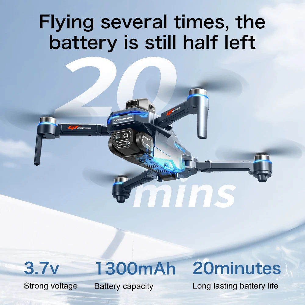 NEW GT8 Drone Obstacle Avoidance Belt 4.3-inch Screen Brushless 2.4G Optical Flow 8K HD Dual Camera Foldable Quadcopter Aircraft