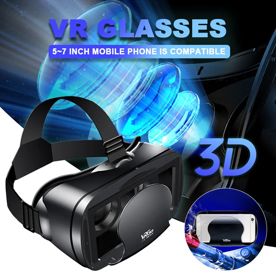Virtual Reality Glasses 3D VR Headset Smart 7 Inches Helmet for Smartphones Phone Android iPhone Lenses Binoculars Goggles Viar