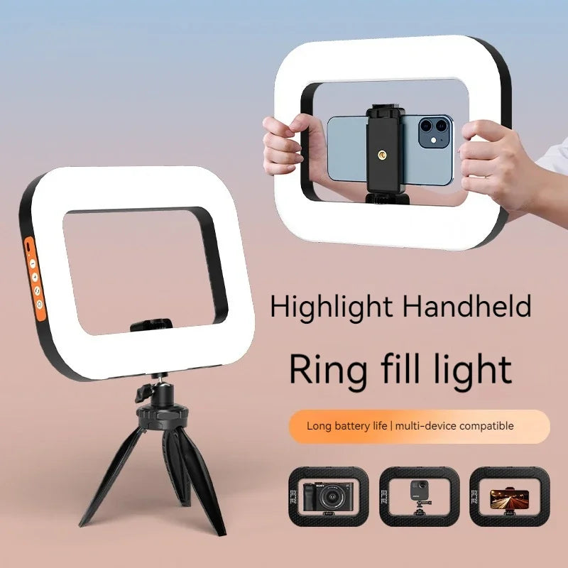Rechargeable LED Ring Light for Phone - Handheld & Desktop Fill Light, Perfect for Live Streaming, Selfies, Pet Photography