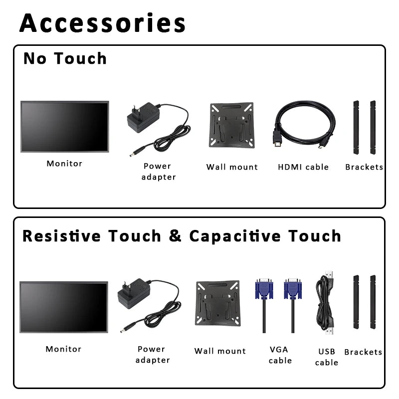18.5 Inch 1920*1080 Industrial Touch Monitor HDMI VGA USB LCD Display VESA Wall Mount Open Frame Embedded Monitor For Equipment
