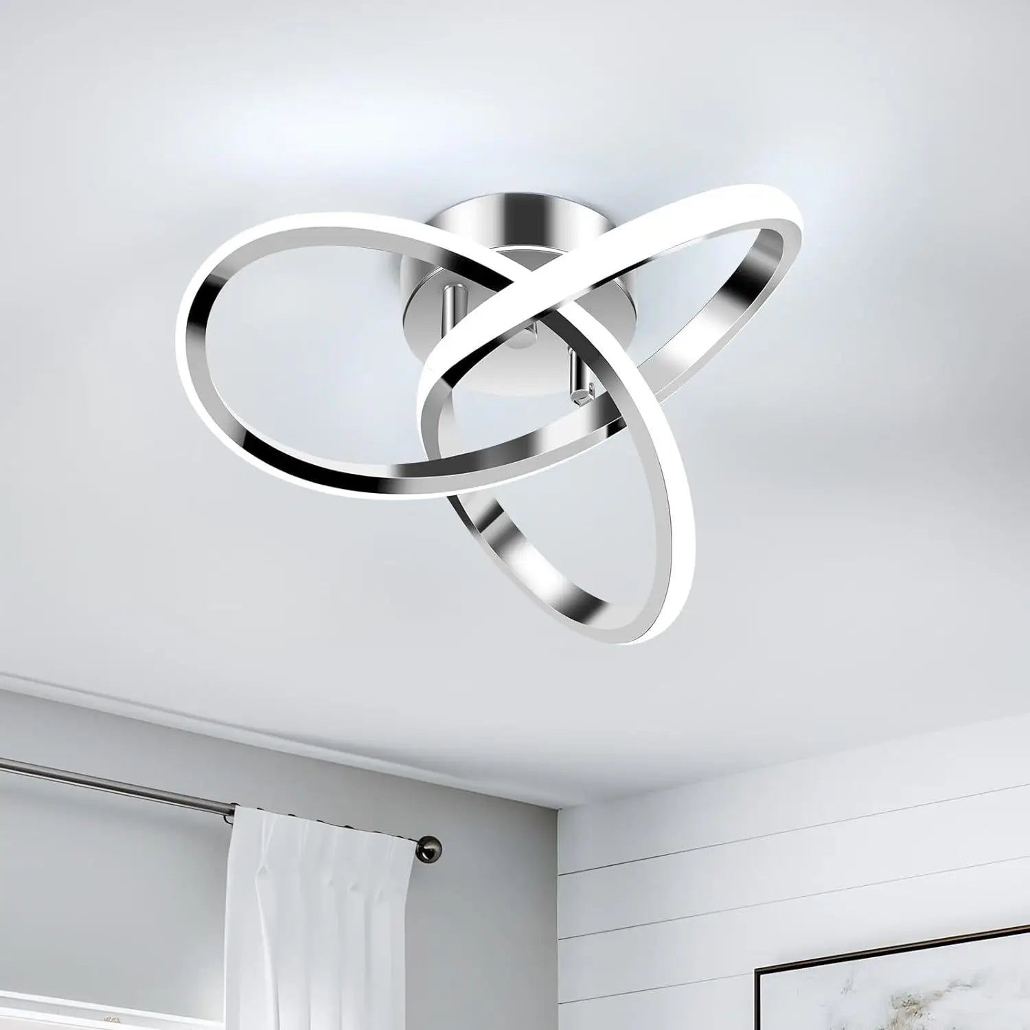Modern LED Ceiling Light Trefoil Dimmable Black White Gold Lamp Bedroom Bedside Corridor Living Room Backgroud Home Indoor Decor