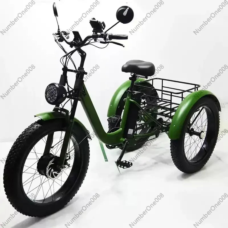 New Electric Tricyle Adult Electric Bicycle 24Inch Fat Tire 750W15AH Mobile Battery Mountain Ebike 3Wheel Electric Cargo Bike