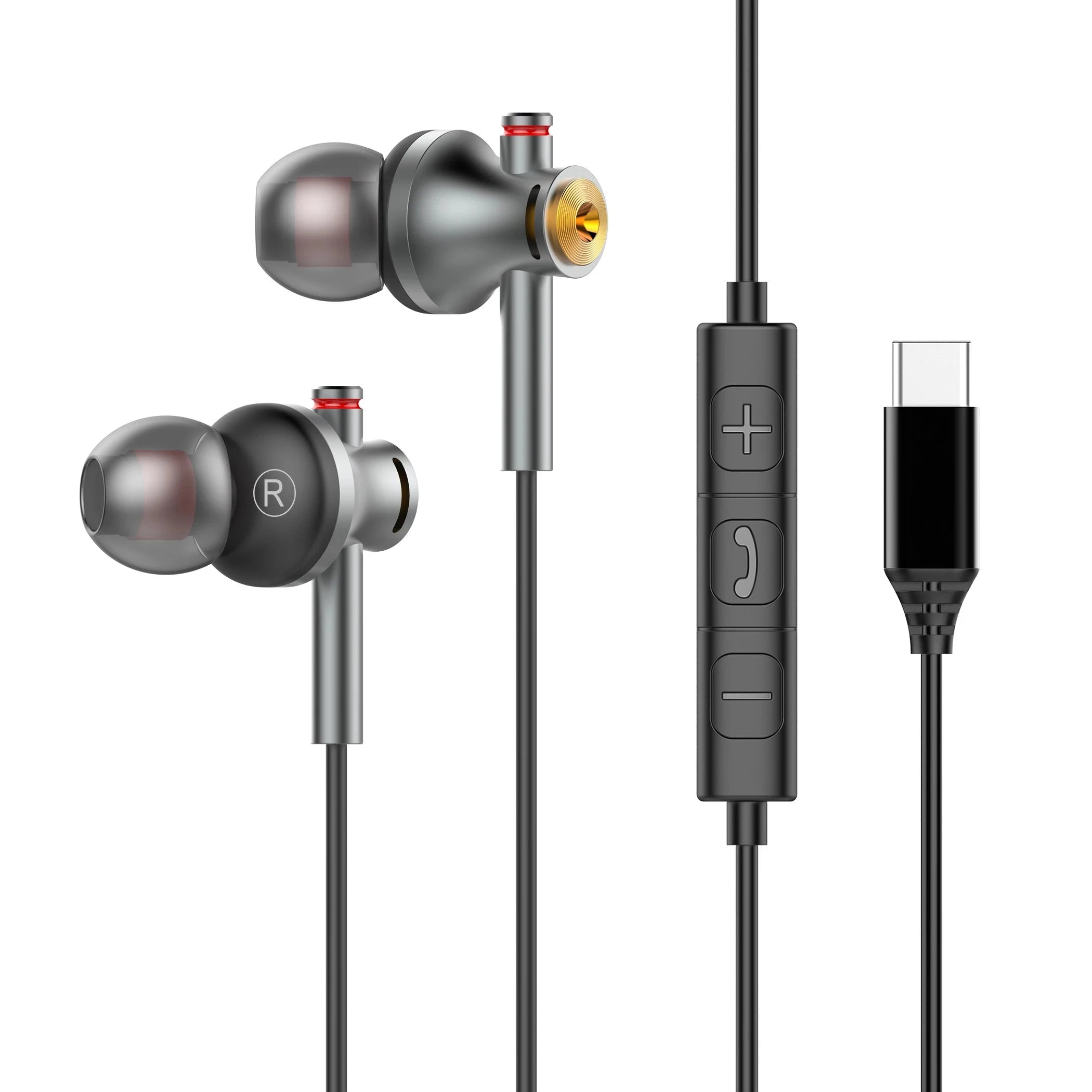 EARDECO 3.5mm/typec Gaming Earbud Wired Headphones In-ear Sport Music Wired Earphone Earbuds Bass with Mic Stereo Metal Running
