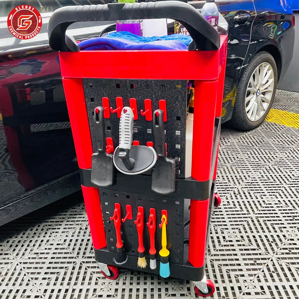 Car Wash Shop Car Beauty Tool Car Special Multi-function Plastic Three Layers Mobile Storage Trolley Shelf Toolbox