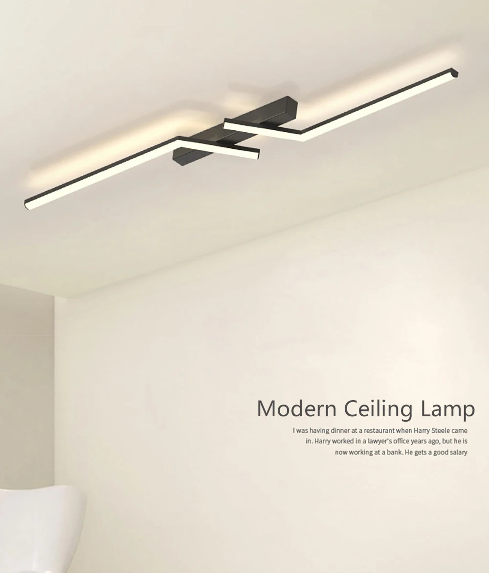 Modern LED Line Ceiling Lamp modern Living Room Dining Room Master Bedroom Study Fixture Gold Black Ceiling Lights Illumination