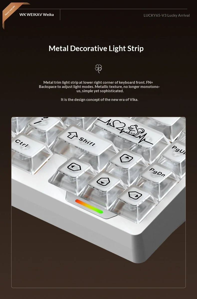 WEIKAV lucky65 V3 Gaming Keyboard Wireless Aluminum Alloy RGB Tri-mode Bluetooth Mechanical Keyboard CNC Gasket Quick Release