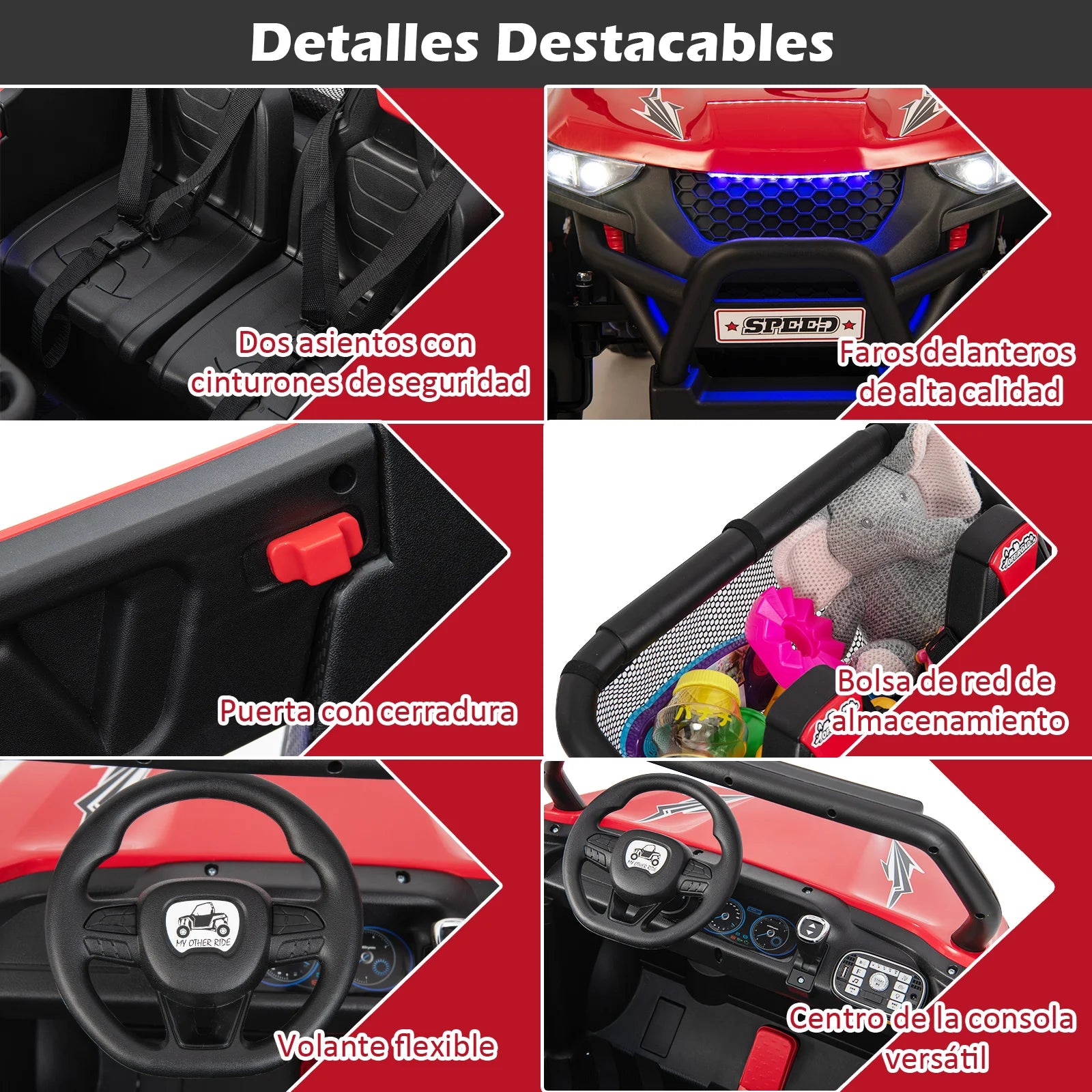 2-Seater Children's Car with 2.4G Remote Control, 12 V Children's UTV with Music and Headlight, Electric Car 2-4 km/h