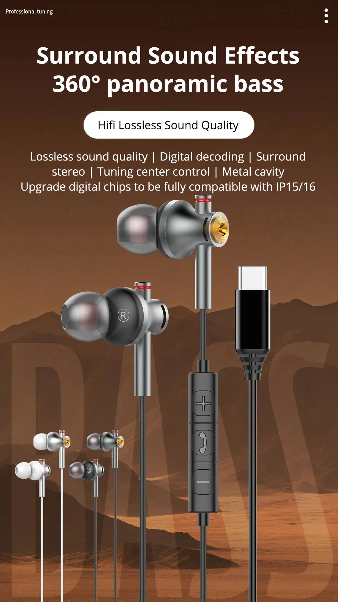 EARDECO 3.5mm/typec Gaming Earbud Wired Headphones In-ear Sport Music Wired Earphone Earbuds Bass with Mic Stereo Metal Running