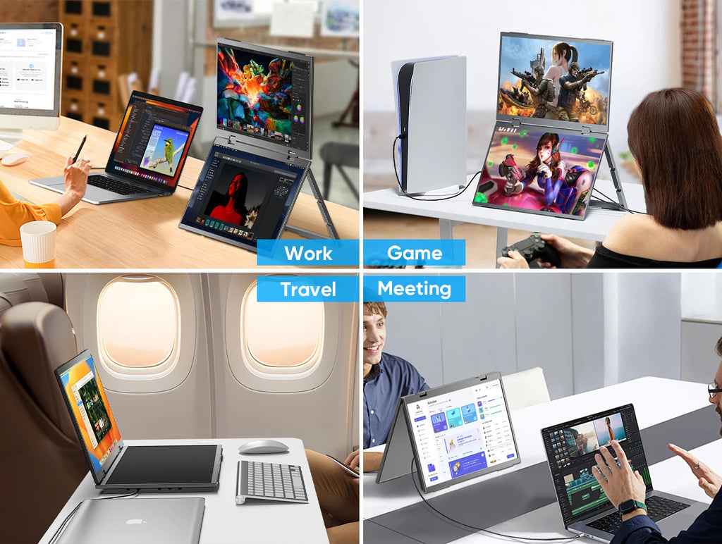 15.6 Inch FHD Dual Screen Extend LCD 1080P Monitor Portable Foldable Laptop Smart Gaming Triple Screen Display Computer Monitor