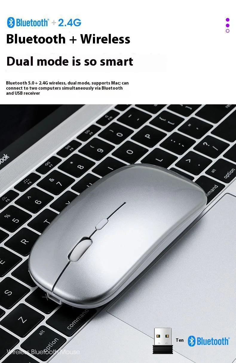 2025New Rechargeable Wireless Mouse Bluetooth-compatible 2.4GHz Dual Modes Computer Mice with Nano Receiver for PC Laptop