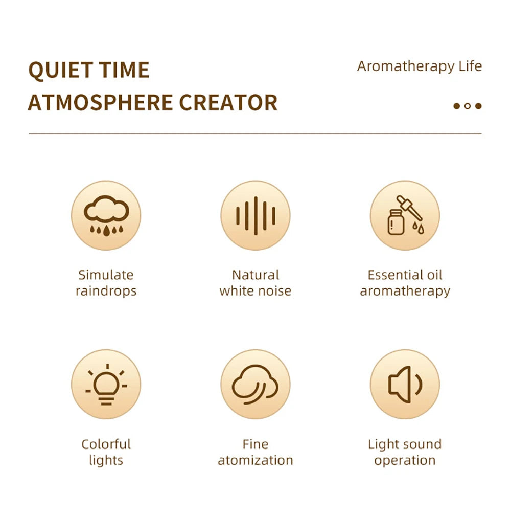 Humidifier Essential Oils Diffuser Raindrop Music Humidifier Home Fragrance Aromatherapy Diffuser Colorful Light Air Humidifier