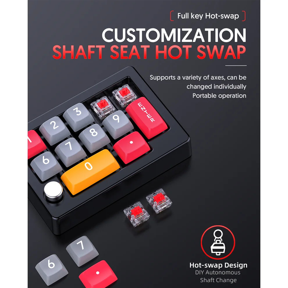 12Keys USB Wired Mechanical Gaming Keyboard, Programming KeyPad with Knobs, RGB LED Backlit KeyPad Macro Support One-Hande
