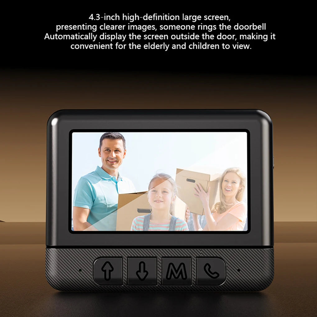 4.3’’video Doorbell 2.4G 130° Security Camera Door and Screen Intercom Door Bell IR Night Vision Wireless Doorbells Home Safety