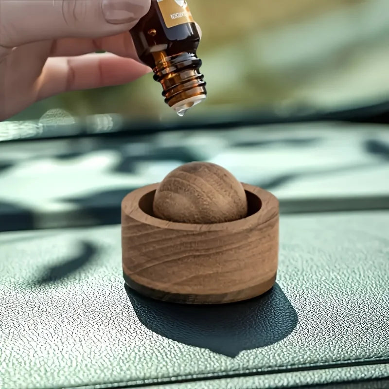 Wood Car Essential Oil Diffuser Wooden Aromatherapy Round Essential Oils Diffuser Set for Home Office Bedroom Car