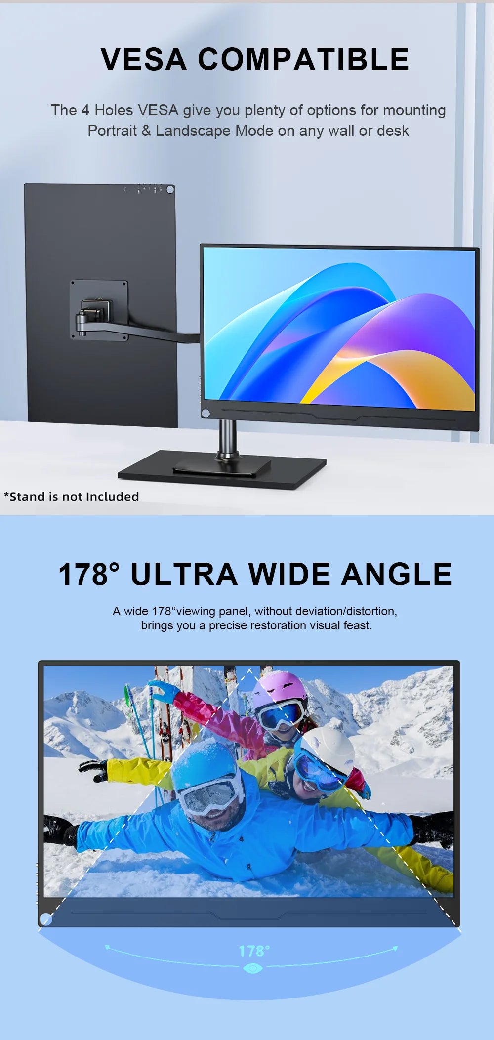 15.6 inch Portable Gaming Monitor 3840X2160 Ultra-Thin 4K IPS Screen for PC Laptop External Display with for Xbox Switch PS 4 5
