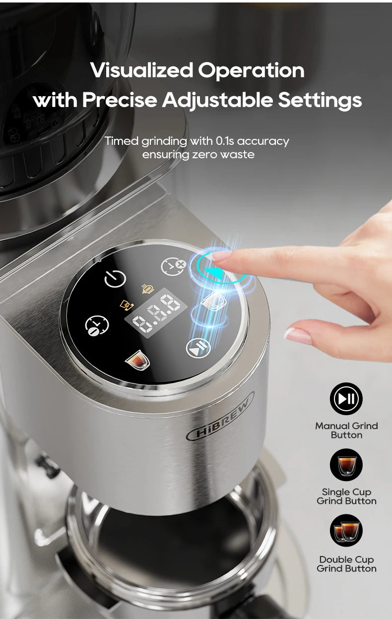 HiBREW Automatic Coffee Mill Electric Coffee Grinder with 48 Gears for Espresso American Coffee Pour Over Visual Bean Storage G7