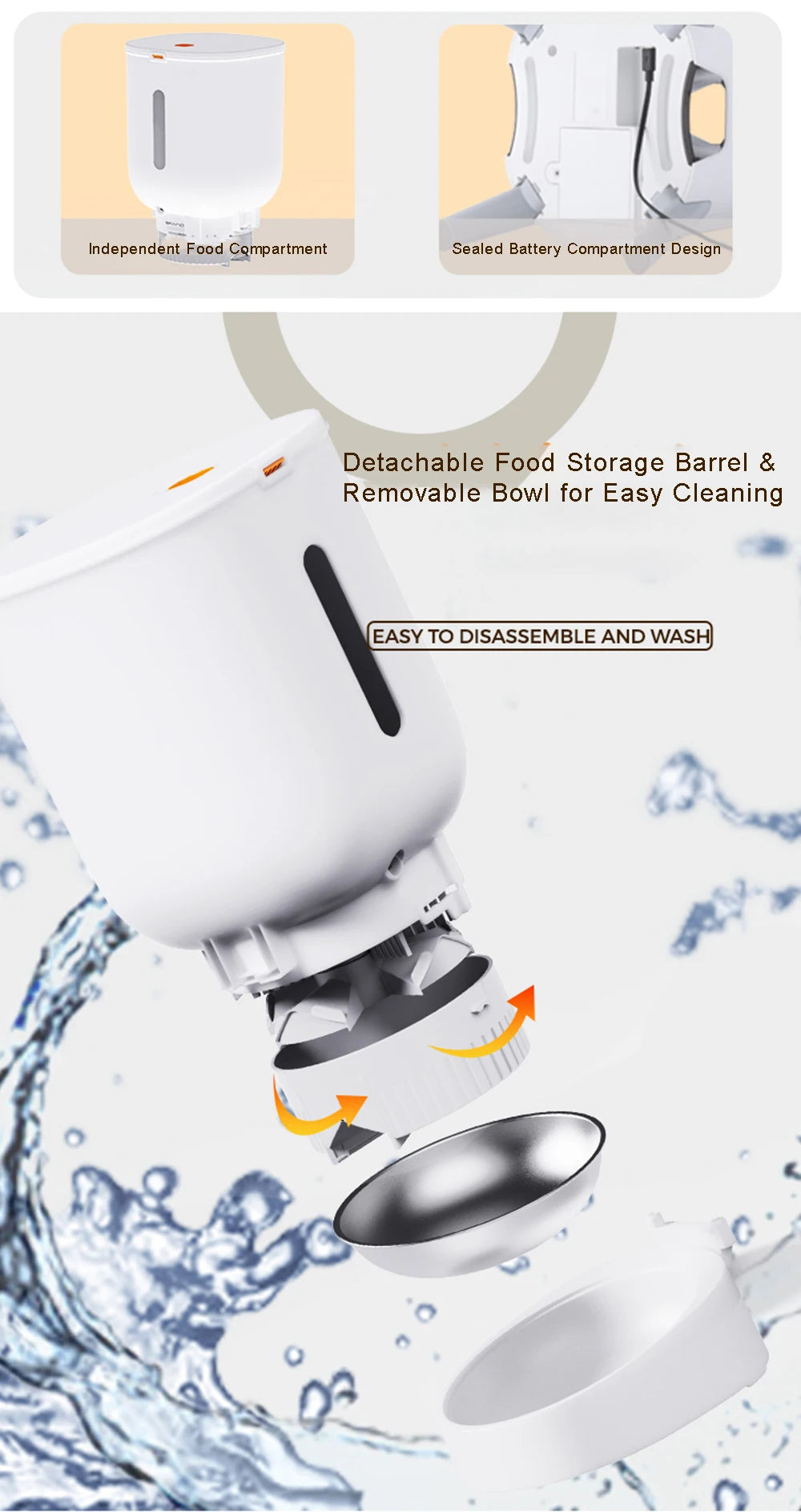 5L Pet Intelligent Feeder WiFi Automatic Cat Feeders for 2 Cats Cat Food Dispenser with APP Control Double Stainless Steel Bowls