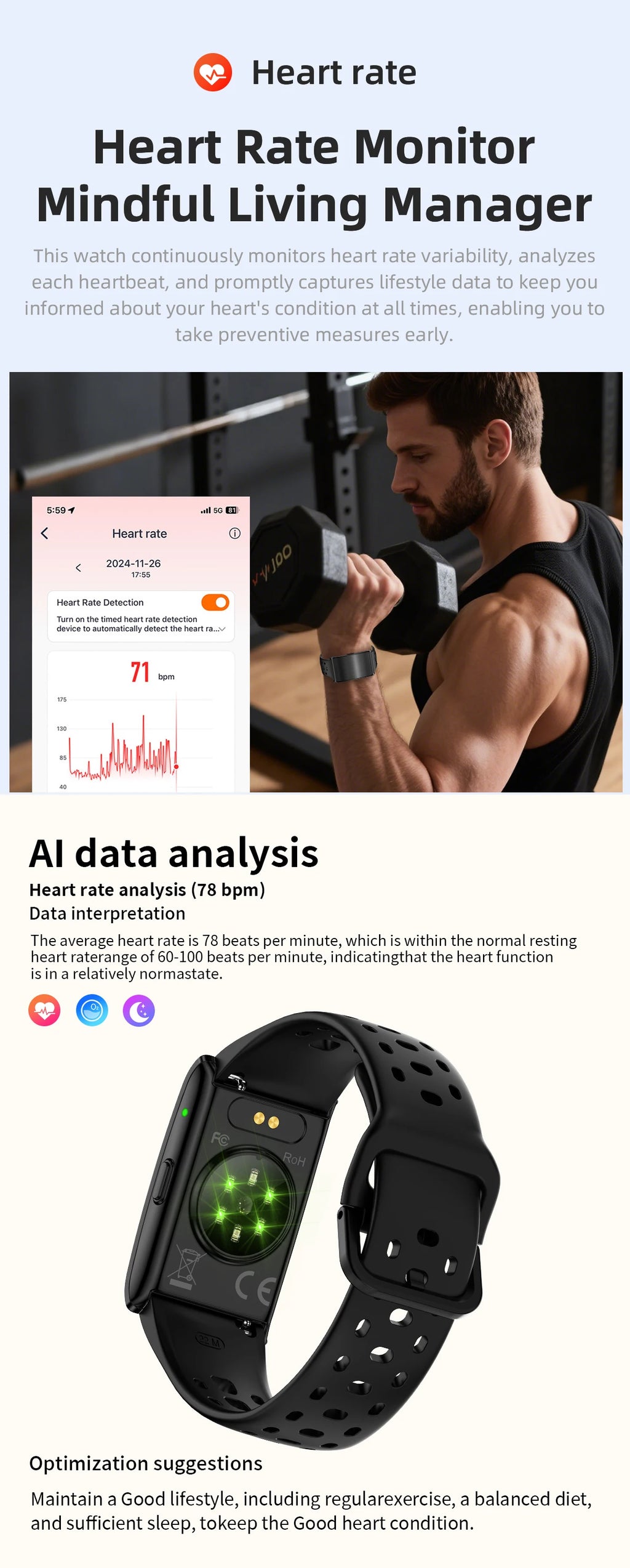 2025 New Smart Watch For Men Women Fitness Sport Smart Bracelet Heart Rate Blood Oxygen Health Monitor Waterproof Smartwatch Men