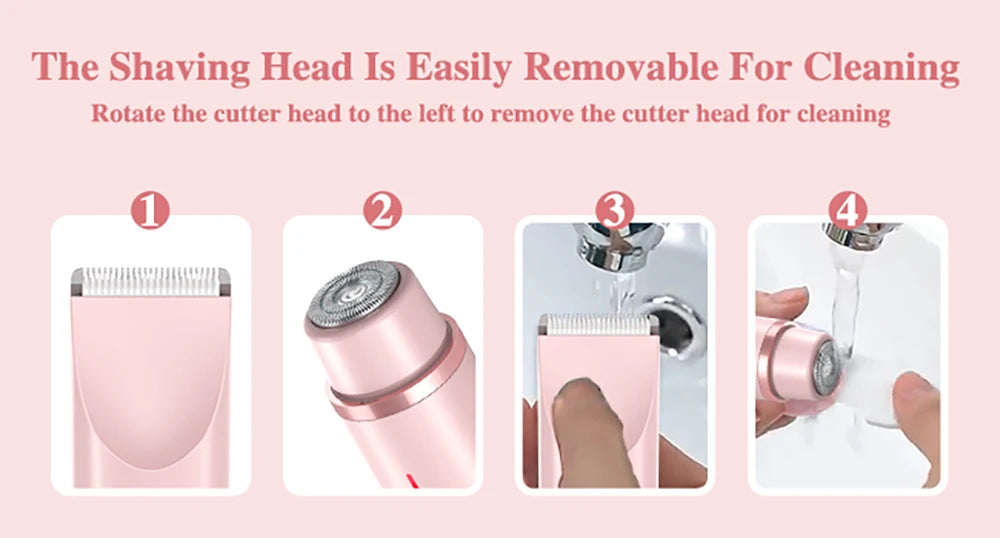 Electric Shaver for Women Electric Razor for Womens Bikini Legs Underarm Public Hairs Rechargeable Trimmer with Detachable Head