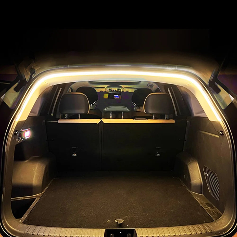 LED Dynamic Flowing Light Strip Self Adhesive Automatic Tail Box Light Car Trunk Ambient Lighting Strip for SUV Truck Decoration