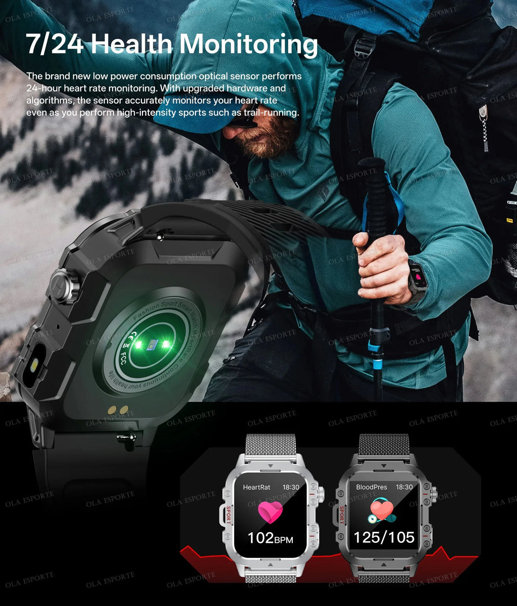 2025 New SmartWatch Men For Women Militray Outdoor GPS Track Sport Watches Heart Rate Sleep Waterproof Smart Watch IOS Android