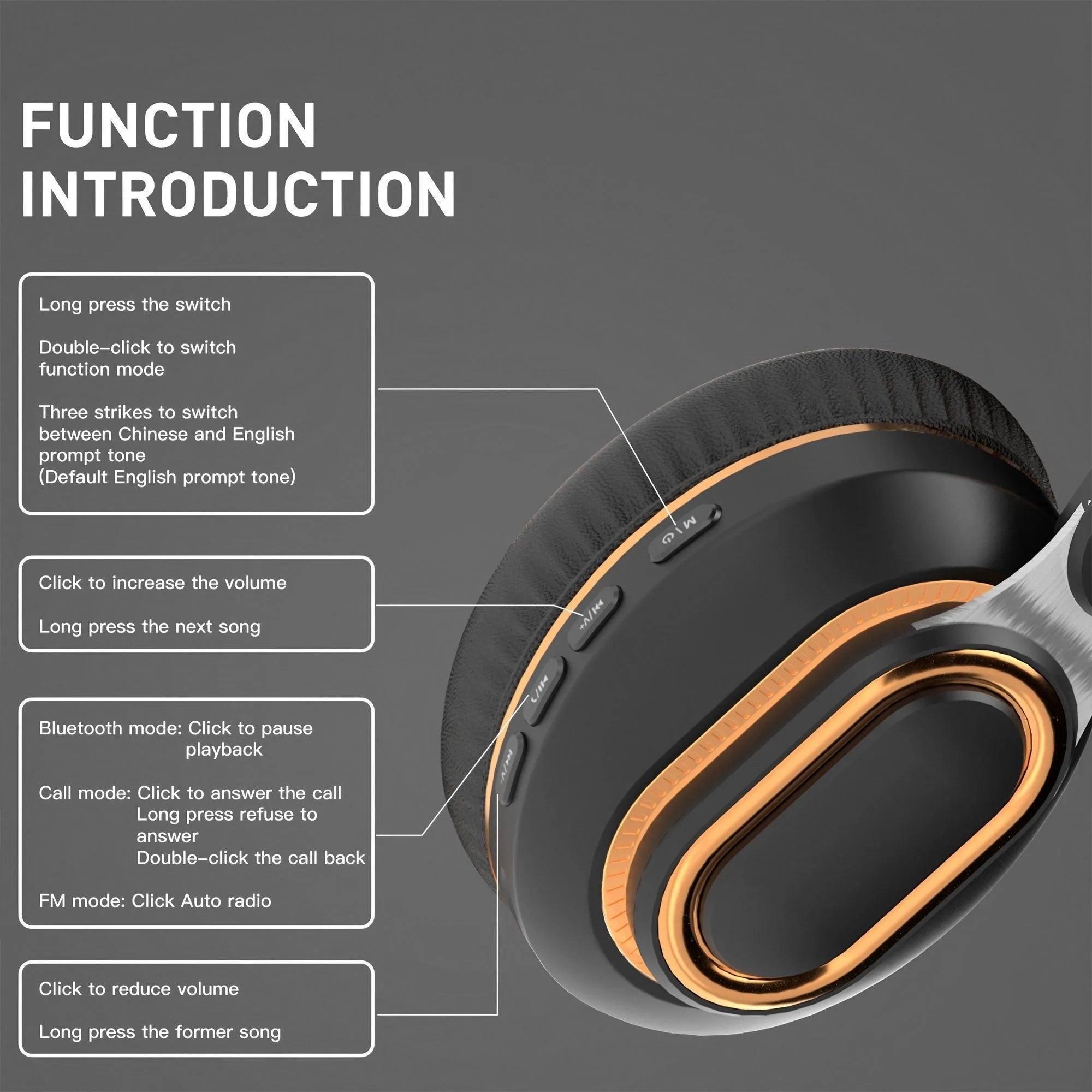 Wireless Gaming Headset with Microphone HiFi Sound Immersive Audio for PC Music Enjoyment Portable Bluetooth Earphones