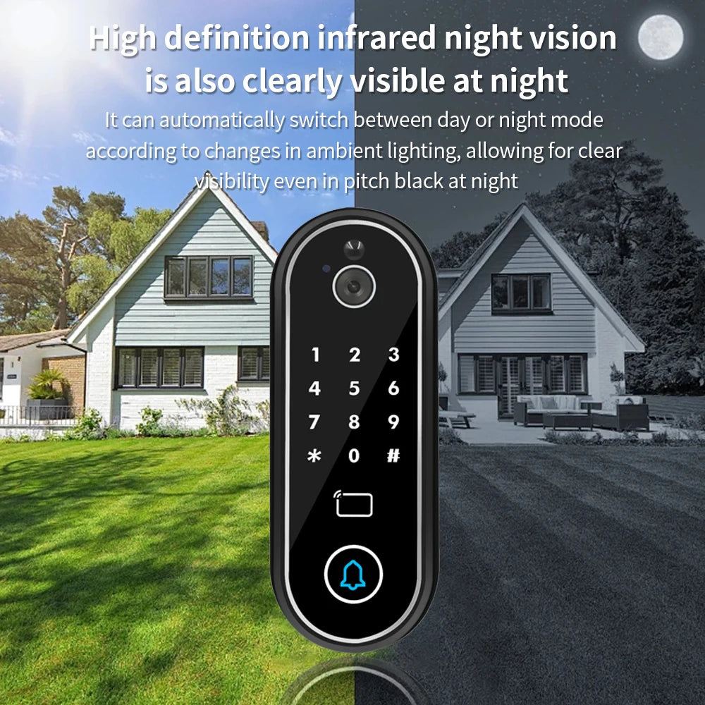 1080P Tuya Smart Doorbell Wifi Video Intercom with Motion Detection Unlock by Remote Control RFID Card NFC APP Access Control