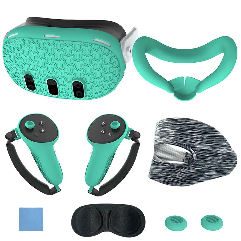 7pcs Accessories Set Lens Protector Cover Anti-Fall VR Protective Cover VR Headset Cover Controller Grips Cover for Meta Quest 3