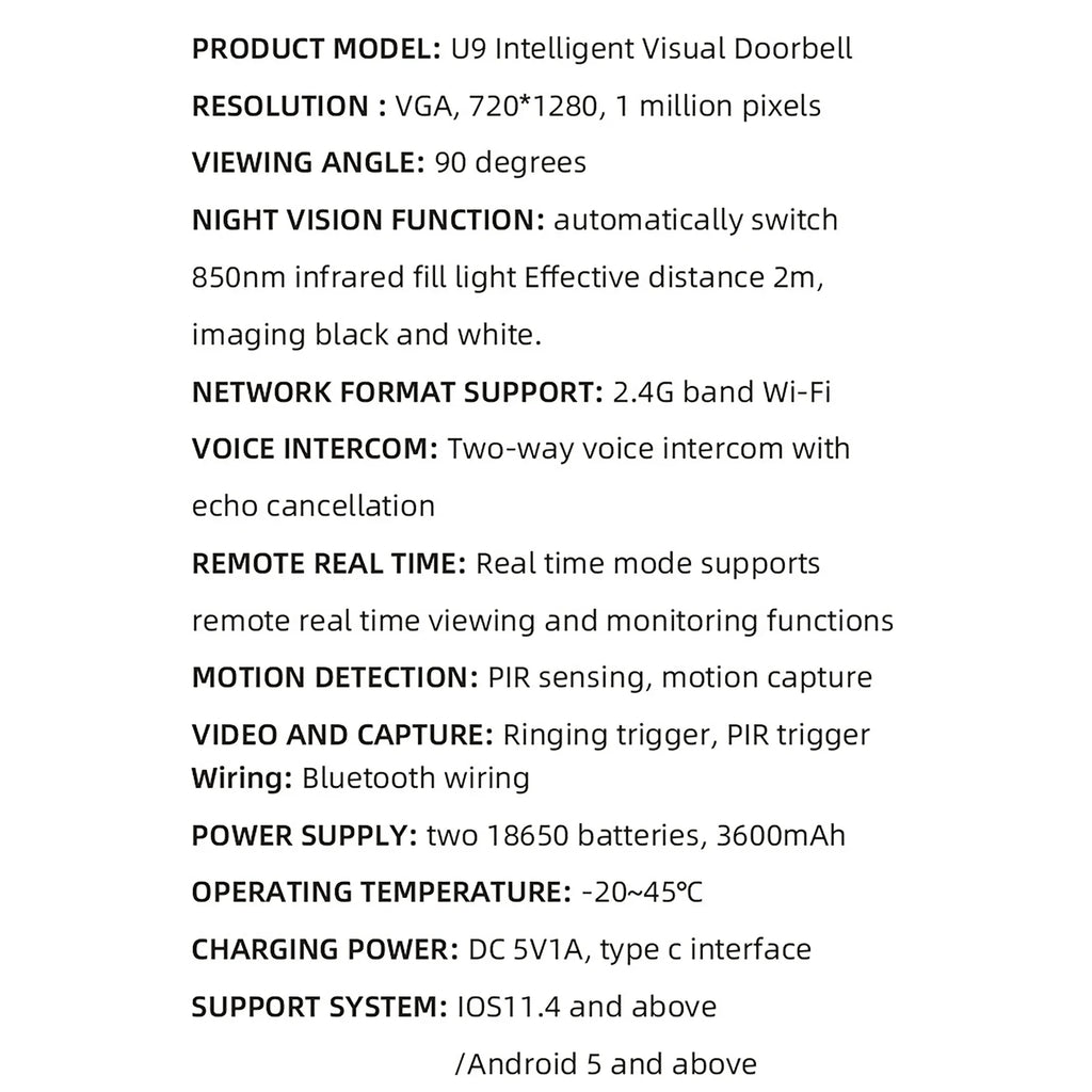 Wireless Doorbells with Solar Cover Camera High Definition Intelligent Video Door Bell Waterproof Smart Home Intercom Video Bell