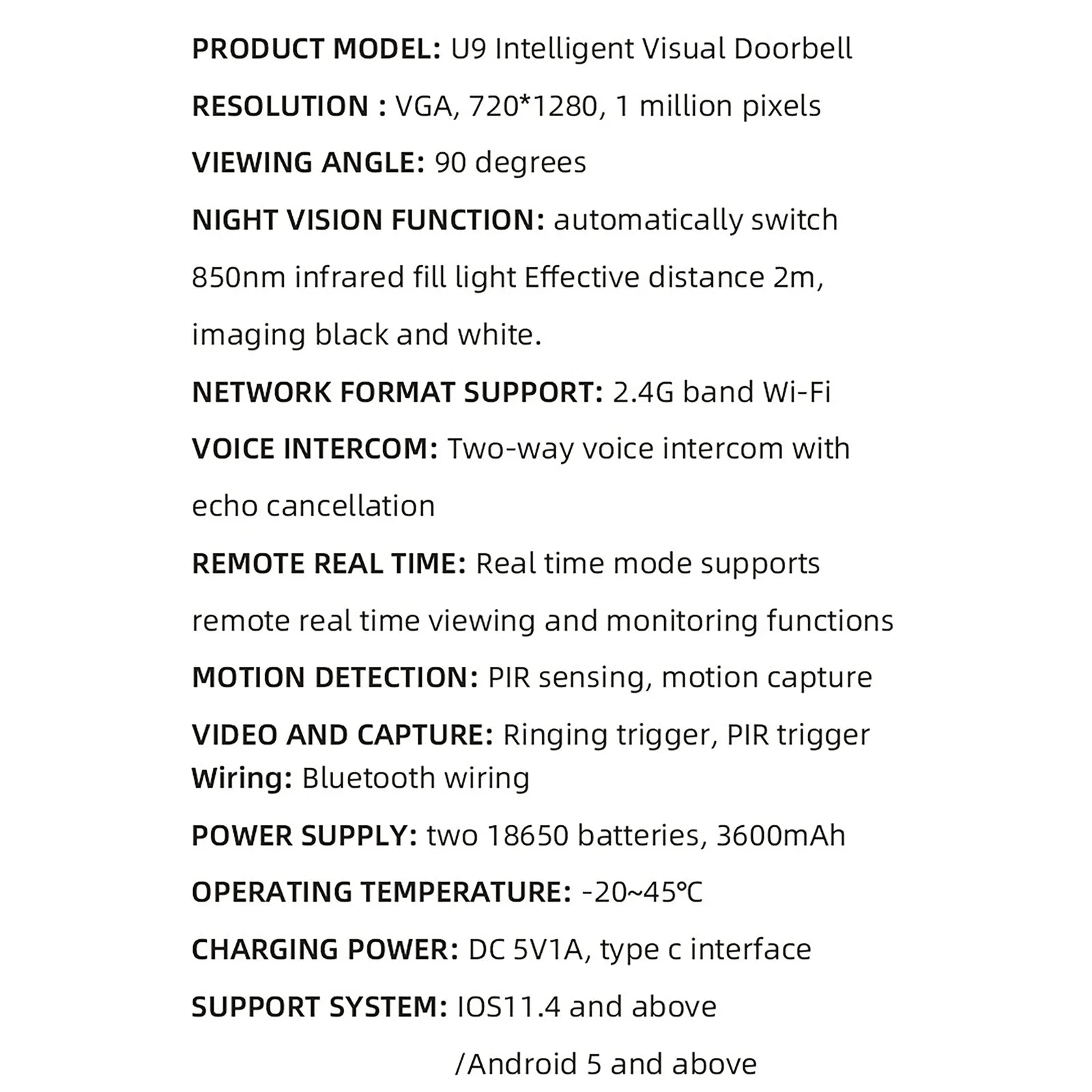 Wireless Doorbells with Solar Cover Camera High Definition Intelligent Video Door Bell Waterproof Smart Home Intercom Video Bell
