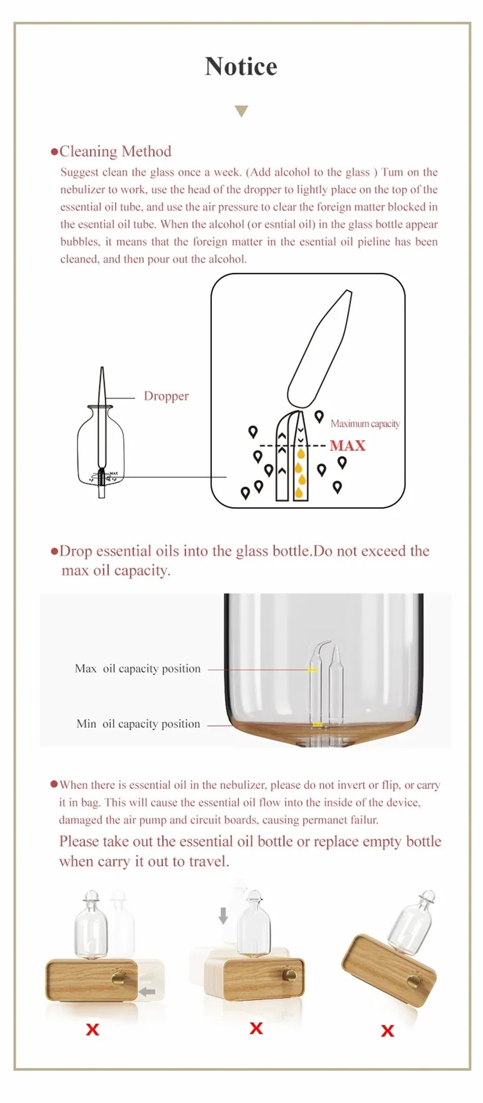 Nebulizing Essential Oil Diffusers For Aromatherapy - Battery Operated Diffuser Wood & Glass Oil Diffuser For Home Office