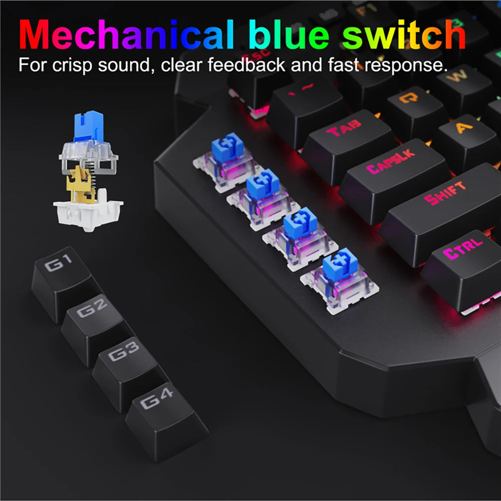 Mini One-Handed Gaming Mechanical Keyboard RGB Backlit 39 Keys 2.4G Wireless Keyboard Wrist Game Keypad for PS4,Laptop,PC Gamer