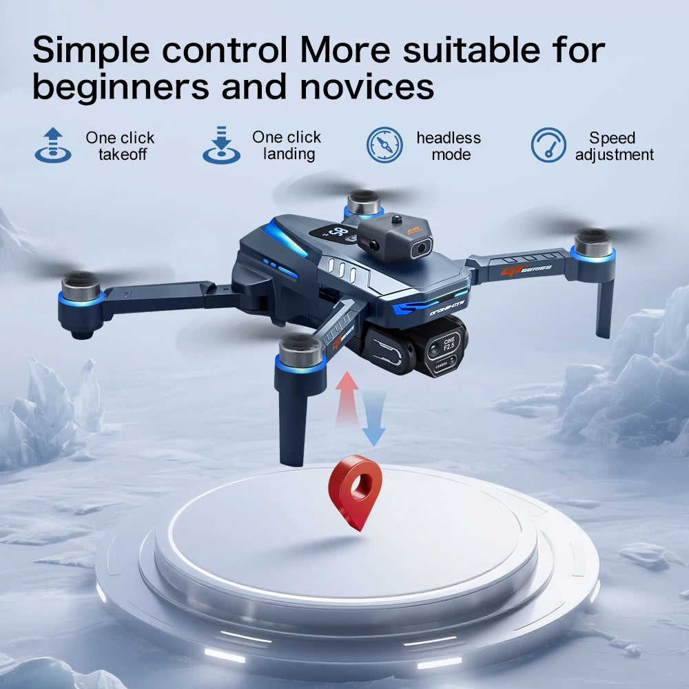 NEW GT8 Drone Obstacle Avoidance Belt 4.3-inch Screen Brushless 2.4G Optical Flow 8K HD Dual Camera Foldable Quadcopter Aircraft