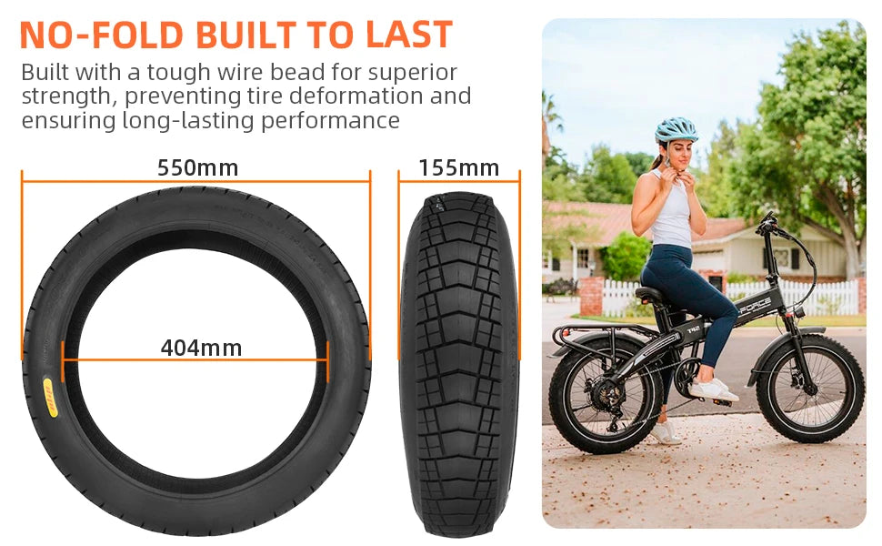 ULIP New 20 Inch Fat Tire 20x4.0 Bike Off-road Fat Tire Snowmobile Beach Electric Bicycle 20*4.0 Anti-Slip Fat Tire Cycling Part