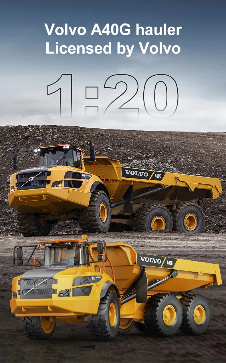 Double E E591 1:20 A40G RC Car Engineering Vehicle Kids Remote Controlled Articulated Dump Truck Toys for Boys Christmas Gifts
