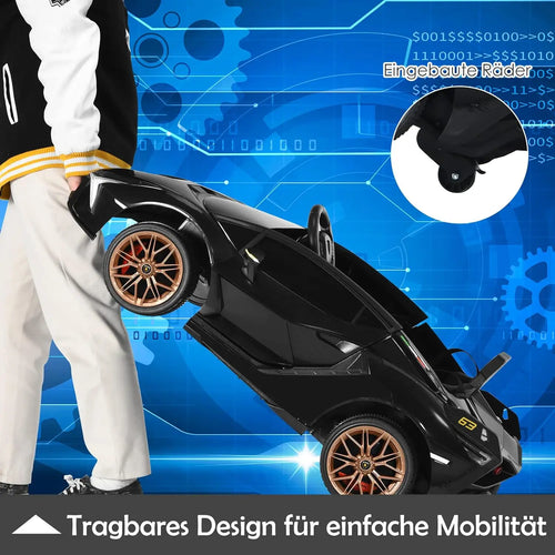 12 V Lamborghini Children's Electric Car, with 2.4 G Remote Control, with Radio, Music and LED Headlights, for Age 3–8 Years