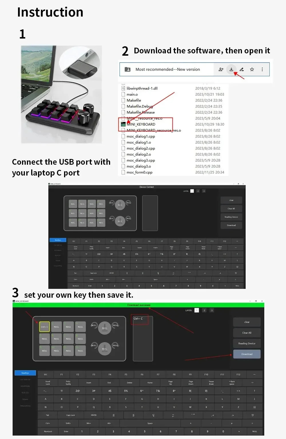 12 Keys 2 Knob Custom Mechanical Keyboard 3 Modes Bluetooth 2.4G Macro Programming Keyboard Hot-swapping Keypad for Gaming PS